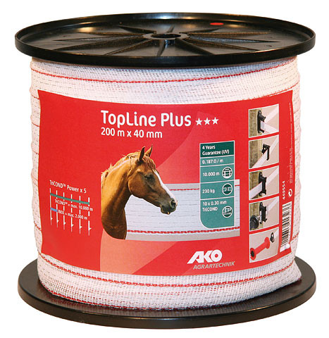 TopLine Plus Weidezaunband weiß/rot 40mm