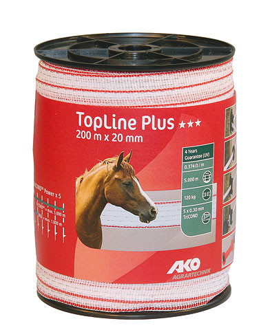 TopLine Plus Weidezaunband weiß/rot 20mm